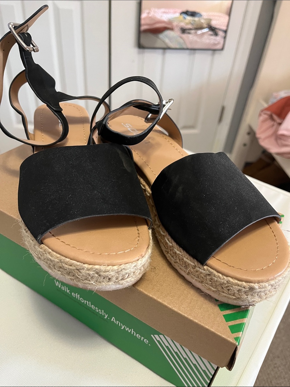 Soda Black Espadrille Platform Sandals